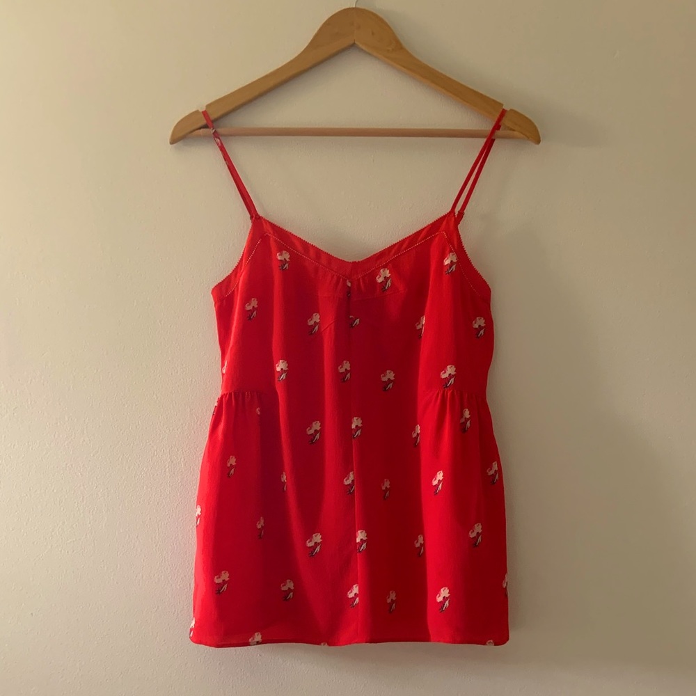Madewell Red Silk V-Neck Cami